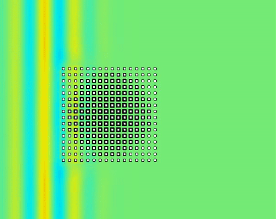 graphic depiction of sound waves moving over an object