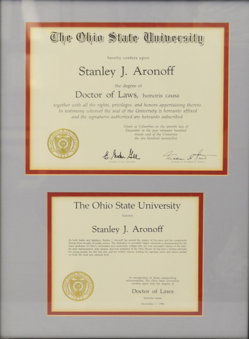 The Ohio State University Stanley J. Aronoff the degree of Doctor of Laws
